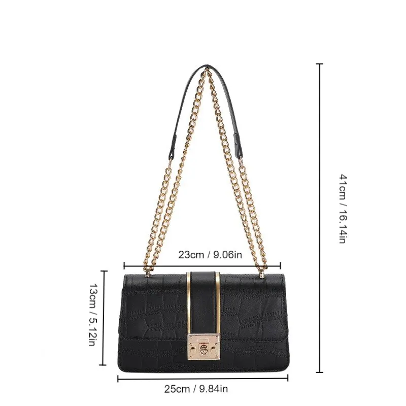 1pc New Chain Buckle Shoulder Bag For Women Square Pu Material Fashion Popular Exquisite Texture For Daily Outings Square Bag