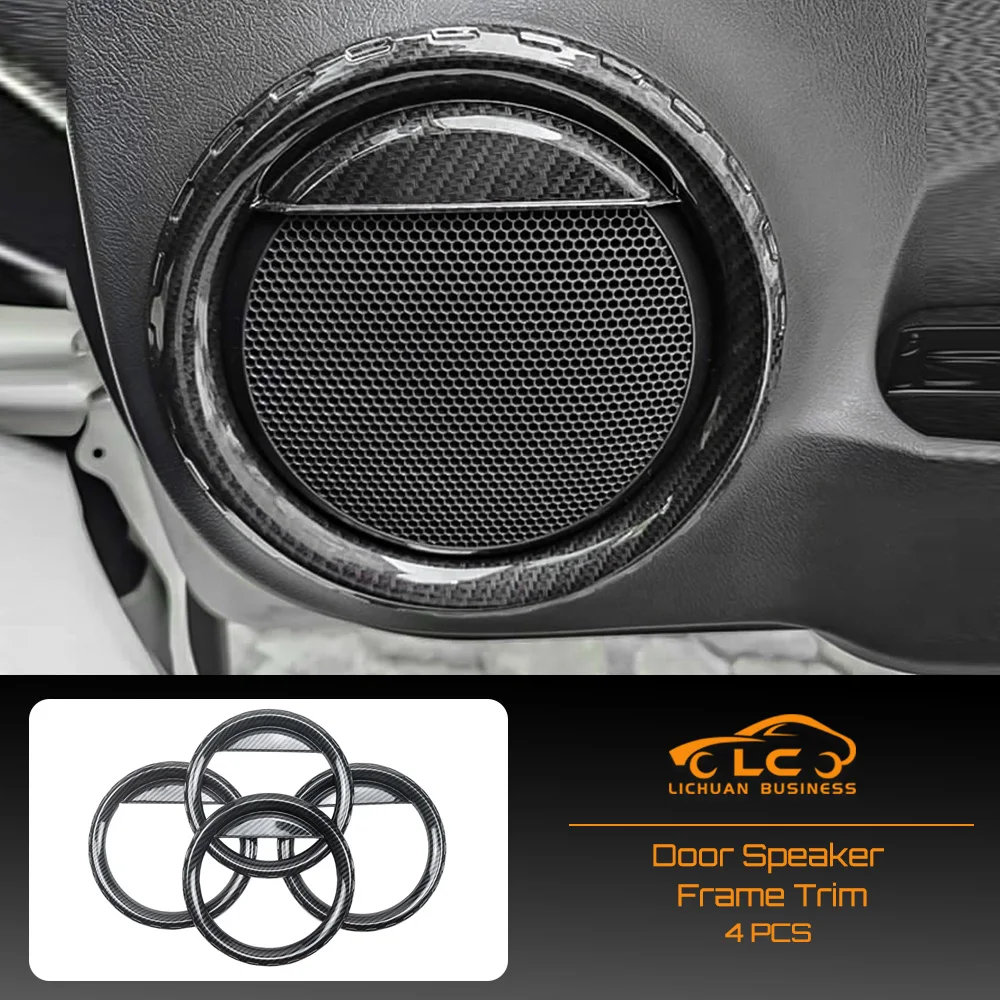 4pcs Door Speaker Frame Trim ABS Carbon Fiber Color for Toyota Hilux Revo Conquest 2015 2016 2017 2018 2019 2020 2021