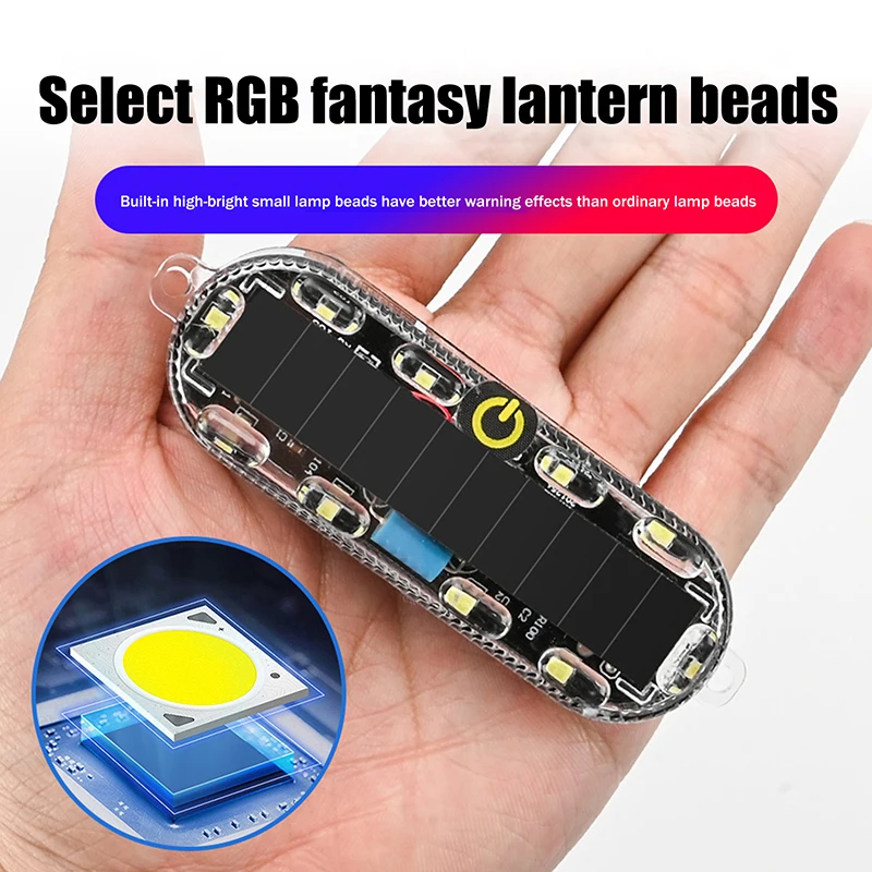 Solar Power Mortorcycle LED Warning Light Car Night Ride Tail Light Anti-rear Strobe Light For Motorcycle Electric Bicycle