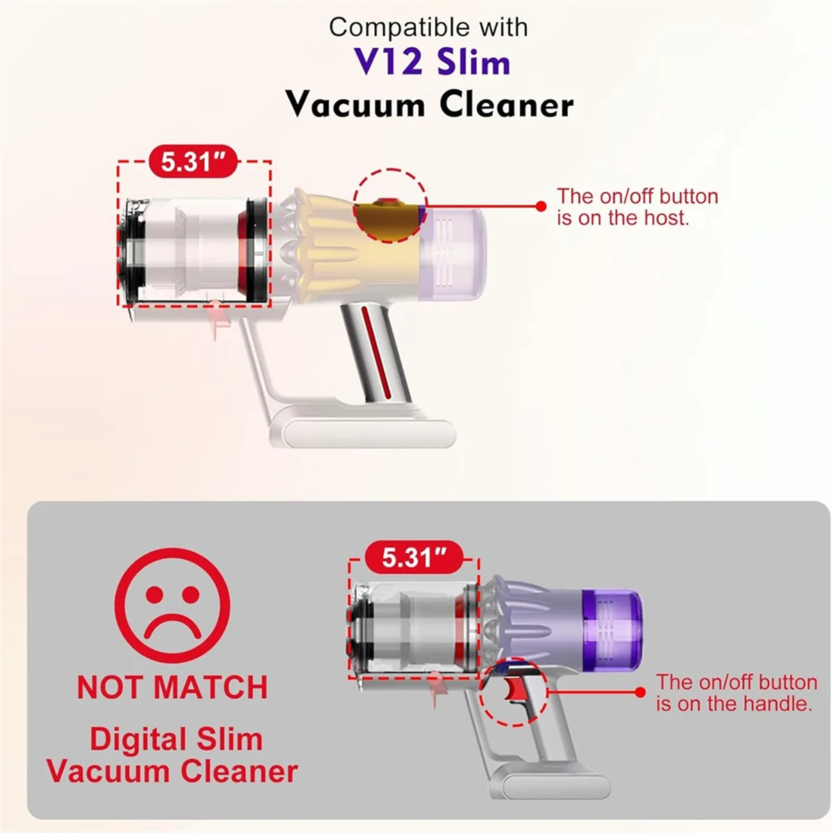 

Vacuum cleaner accessories Replacement Dustbin and Filter for V10 Slim V12 Digital