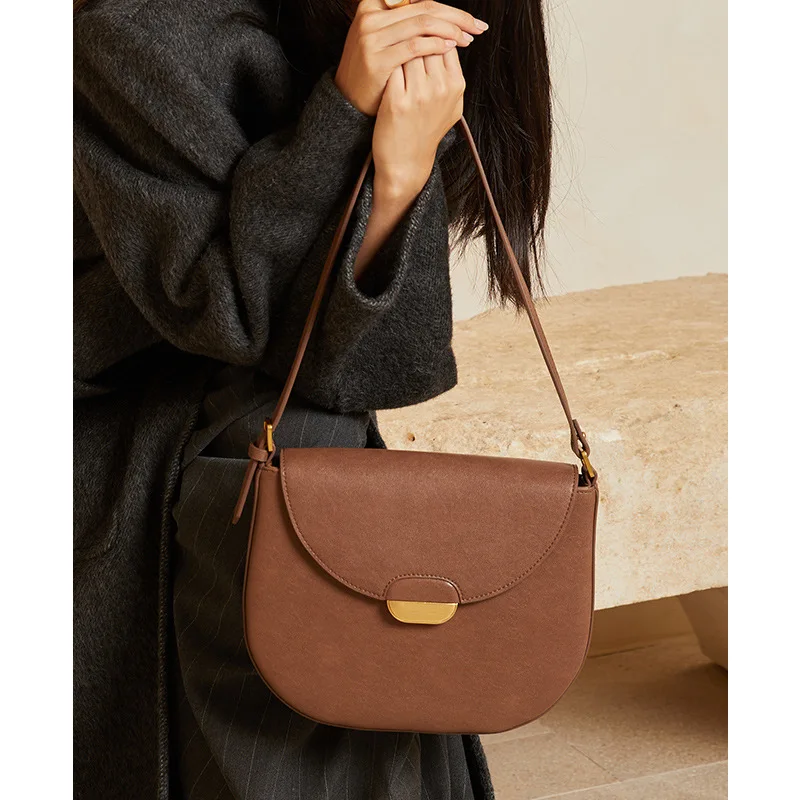 Sac à Main Simple en Cuir pour Femme, Sacoche Polyvalente de Grande Capacité, Décontractée, de Haute Qualité, à Bandoulière de Luxe