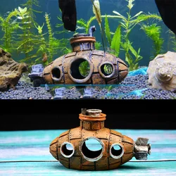 Aquarium Fish Tank Decorations Landscape Submarine Wreck Ship Vintage Resin Design Boat Aquarium Accessories Home Decorations