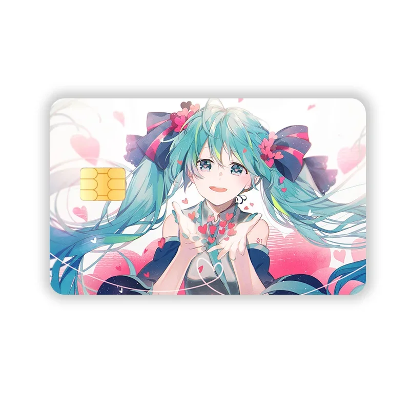 Hatsune Miku Debit Bank Charge Card Protective Film Cartoon Credit Card Skin Stickers Waterproof Sticker Decoration