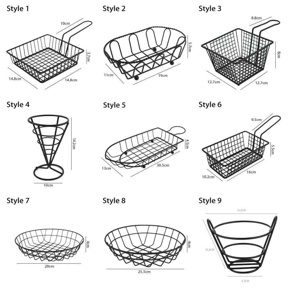 Fryers Basket Net Mesh Fries Chip Kitchen Tool Iron Fryer Food Storage Container Home BBQ French Fries Baskets with Handle
