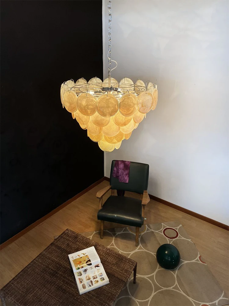 

Осенние листья, стеклянная художественная светодиодная люстра с регулируемой яркостью, подвесной светильник, подвесной светильник для гостиной