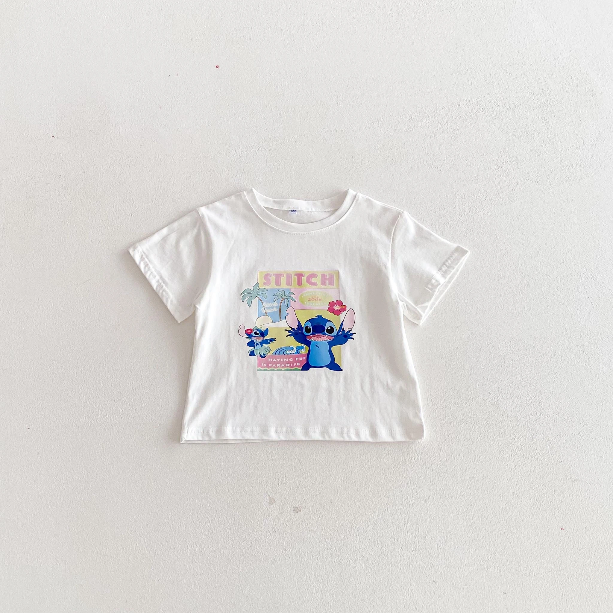 غرزة نمط موضة قمم تي شيرت للأطفال ملابس الصيف نمط جديد الأطفال قصيرة الأكمام تيز الكرتون Crewneck تي شيرت 1-7Y #6