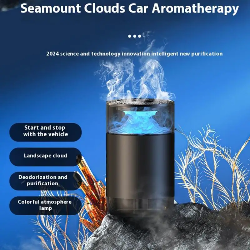 Car Air Freshener Auto LED Cloud Mist Aromatherapy Diffuser Natural Fragrance Auto Decoration Tool For RVs Trucks Sedans And