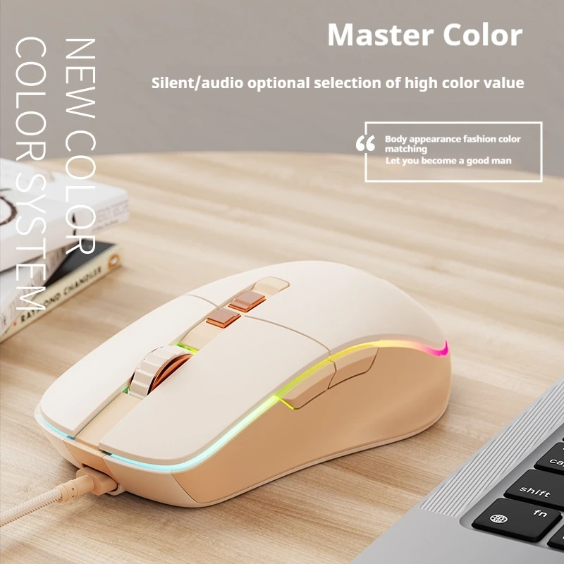 Wired Gaming Mouse 7200dpi 7 Key Supports Ergonomic Rgb Lighting Effects Lightweight Portable Suitable Desktop Laptops Macos