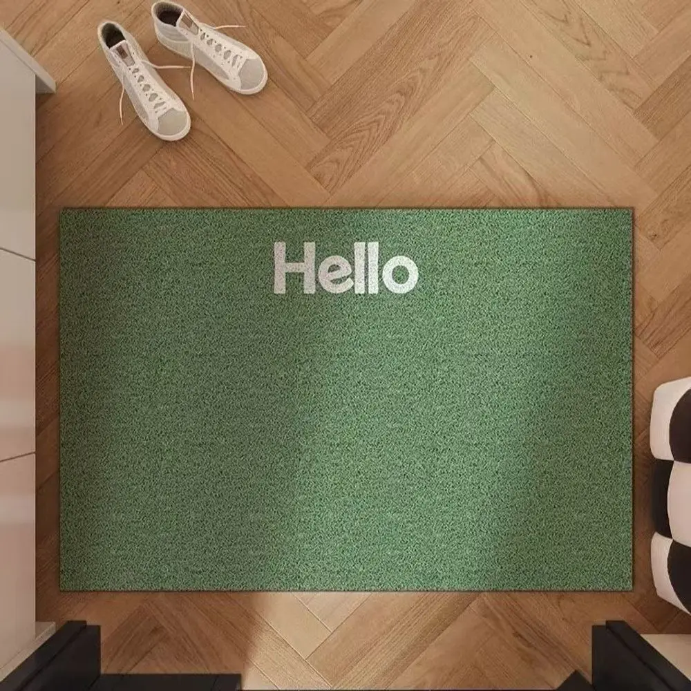 VIKAMA Minimalist Letter Crystal Velvet Rug - New Style Easy To Clean Bedroom, Living Room Entrance Door Mat, Home Decoration
