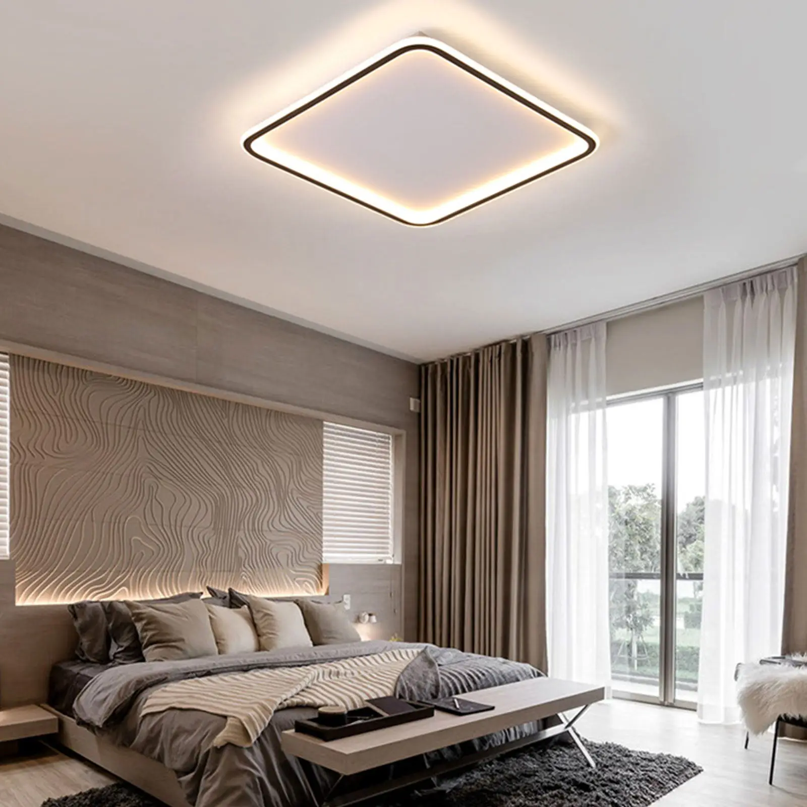 Modern Round/Square Hollow Black and White LED Flush Mount Ceiling Light for Bedroom Study Room