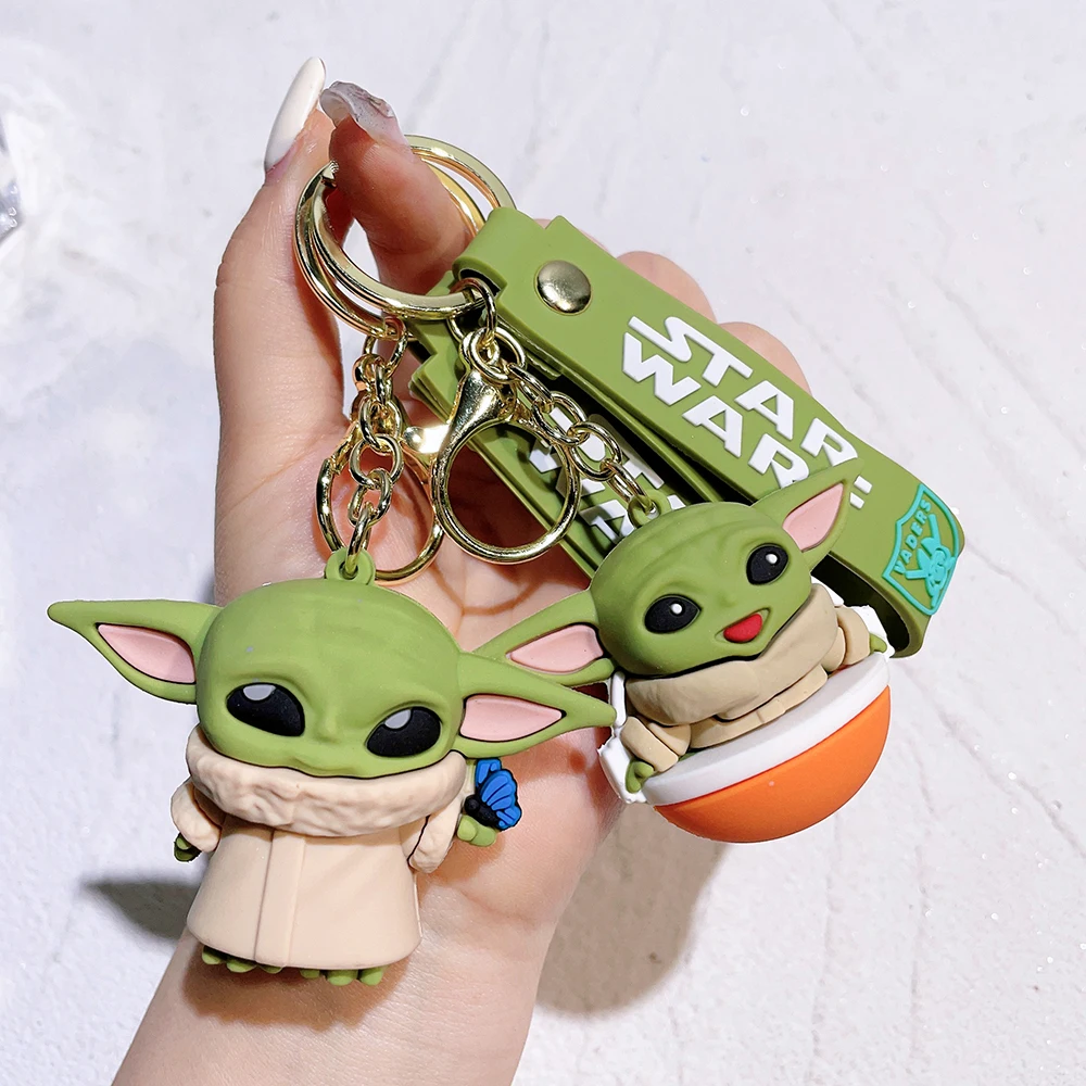 Disney Star Wars Yoda Keychain Cute Cartoon Keyrings Anime Figure Keyholder Accessories Birthday Gifts Children's Ornament Toys