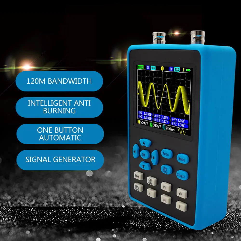 Dual-Channel Handheld Small Mini Portable Digital Oscilloscope 120m Bandwidth 500m Sampling Car Repair Equipment