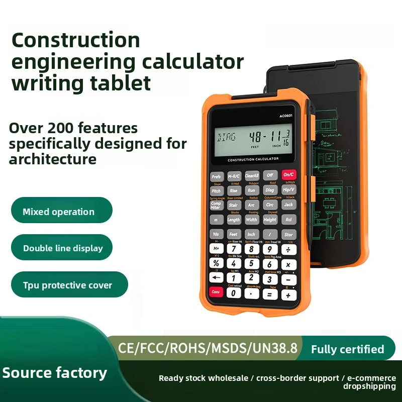 Construction engineering calculator tablet construction worker carpentry frame decoration division