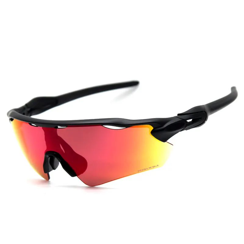 Gafas de Sol Radar EV Path para Hombre, Diseño Deportivo OO9208, Montura Negra, Lentes Polarizadas con Efecto Fuego, 128mm