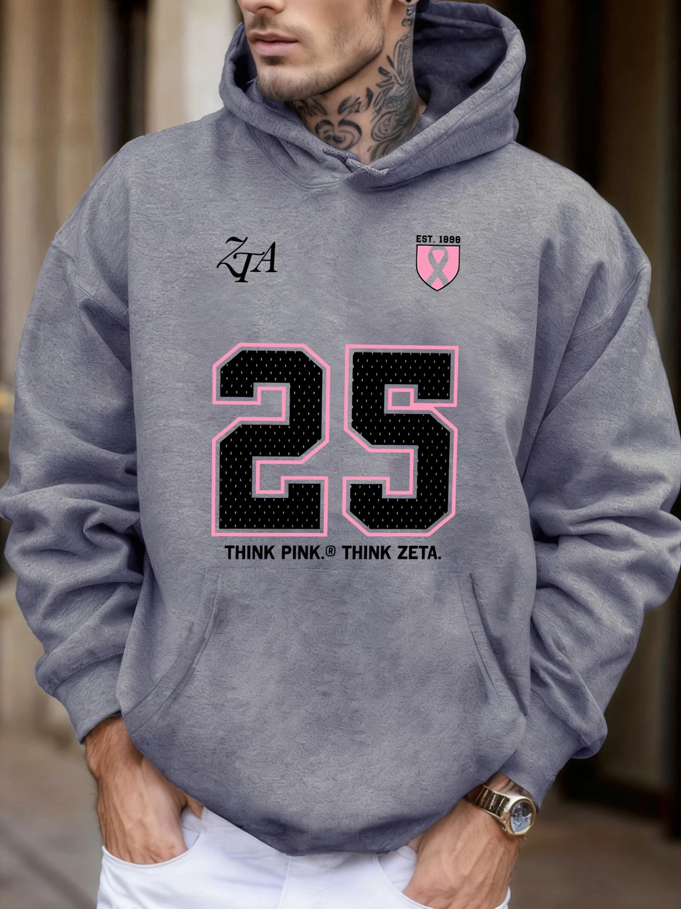 فكر الوردي ثينك زيتا عدد 25 يطبع رجالي عادية الخريف كل مباراة بلوزات أساسيات الشارع الشهير الصوف بقلنسوة رياضية