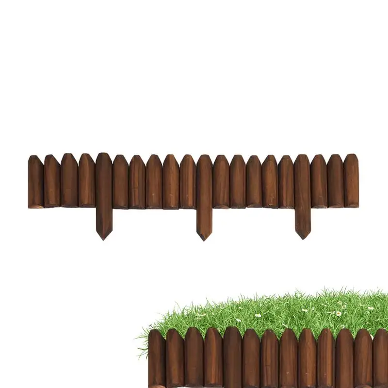 

Wooden Short Fence Outdoor No Dig Landscape Edging Lawn Fence Flower Bed Border Flexible Decorative Borders For Spring Yard