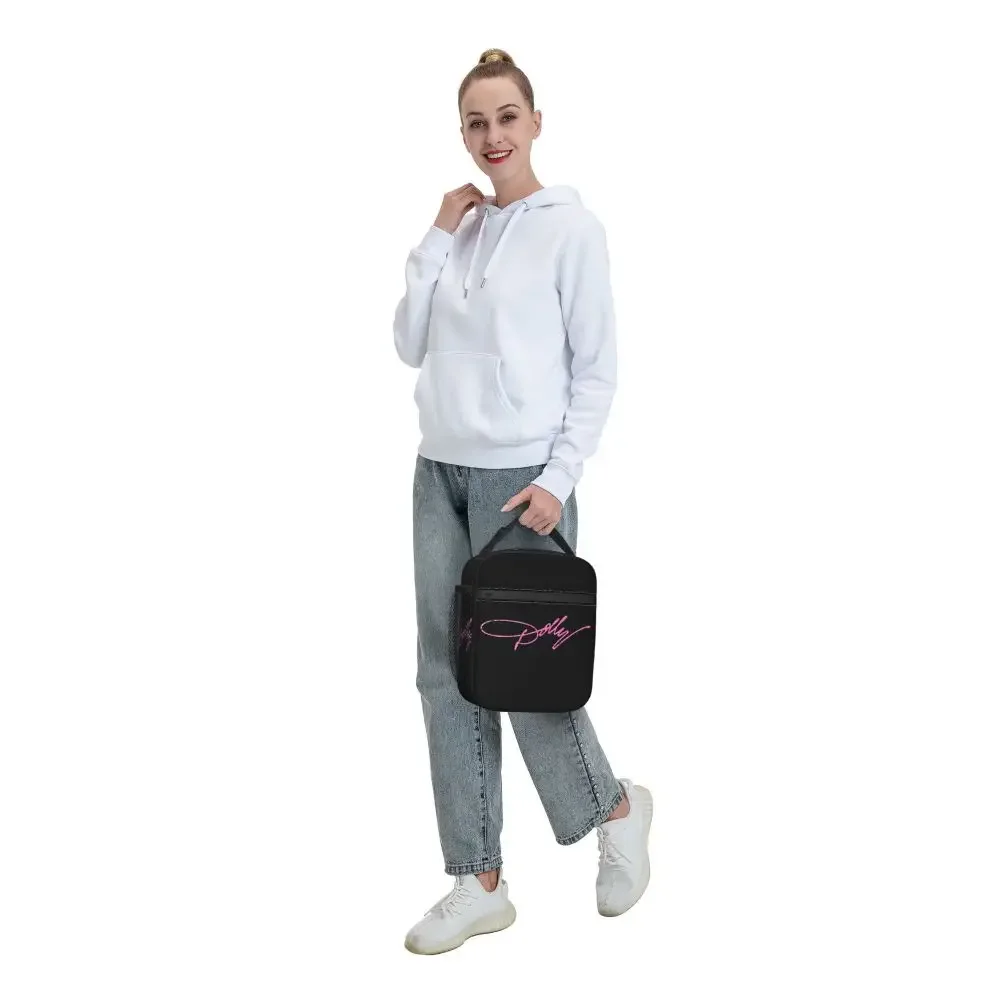 Dolly Parton Pink Sparkle Insulated Lunch Bag for Women Kids Portable Food Boxes Thermal Lunch Box Tote