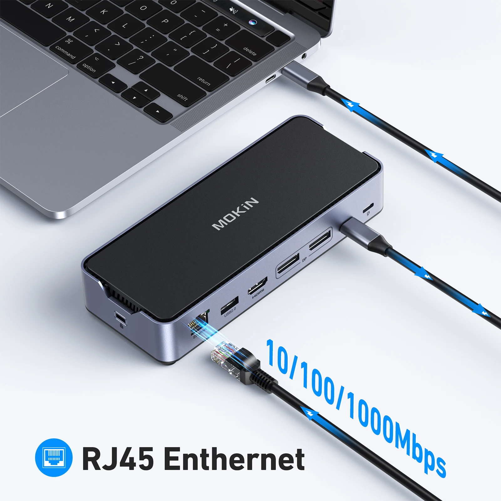 Imagem -06 - Mokin 15 em Docking Station para Macbook Air Pro Thunderbolt Laptop Canais Duplos 4k60hz Usb3.0 Hdmi 8k30hz sd pd 100w