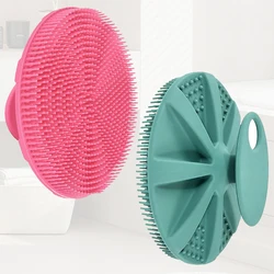 Soft Silicone Body Scrubber Shampoo Brush Handheld Shower Cleansing Brushes Exfoliating Bath Brush Head Massager Bathing Tools