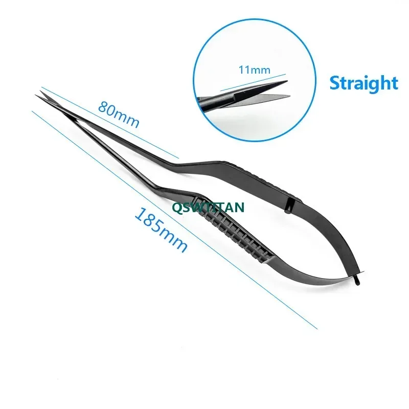 กรรไกรไมโครด้ามดำ กรรไกรผ่าตัดขนาดเล็ก เครื่องมือ 185 มม./260 มม. เครื่องมือผ่าตัดเปลือกตาสแตนเลส