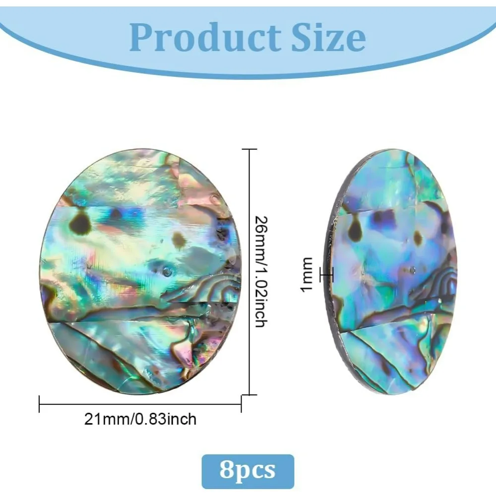 Abalone Cabochon Natural Paua Shell Cabochons Loose Gemstone Oval Abalone Shell Charms Single-Sided for Home