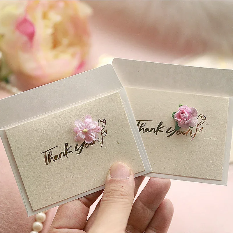 10 sztuk/zestaw powitania kartki z kopertą Mini mały jasny złoty kolor na dzień matki nauczyciela biznesu dziękuję karta podarunkowa