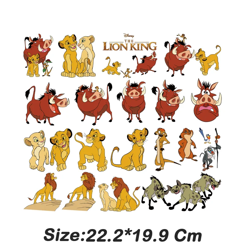 Disney anime Król Lew Mały nadruk wzór, naszywki termoprzylepne na ubrania, odpowiednie na bluzę z kapturem, koszulkę, poduszkę, torbę kanwa.