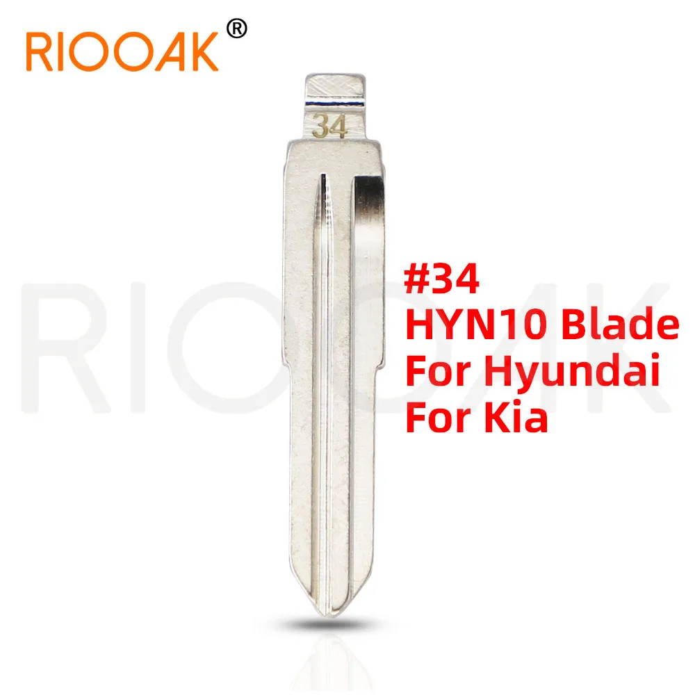 10pcs 34# HY17 HYN10 Metal Uncut Blank Flip Remote Key Blade For Hyundai ACCENT MISTRA Kia RIO M4 for keydiy KD xhorse VVDI JMD