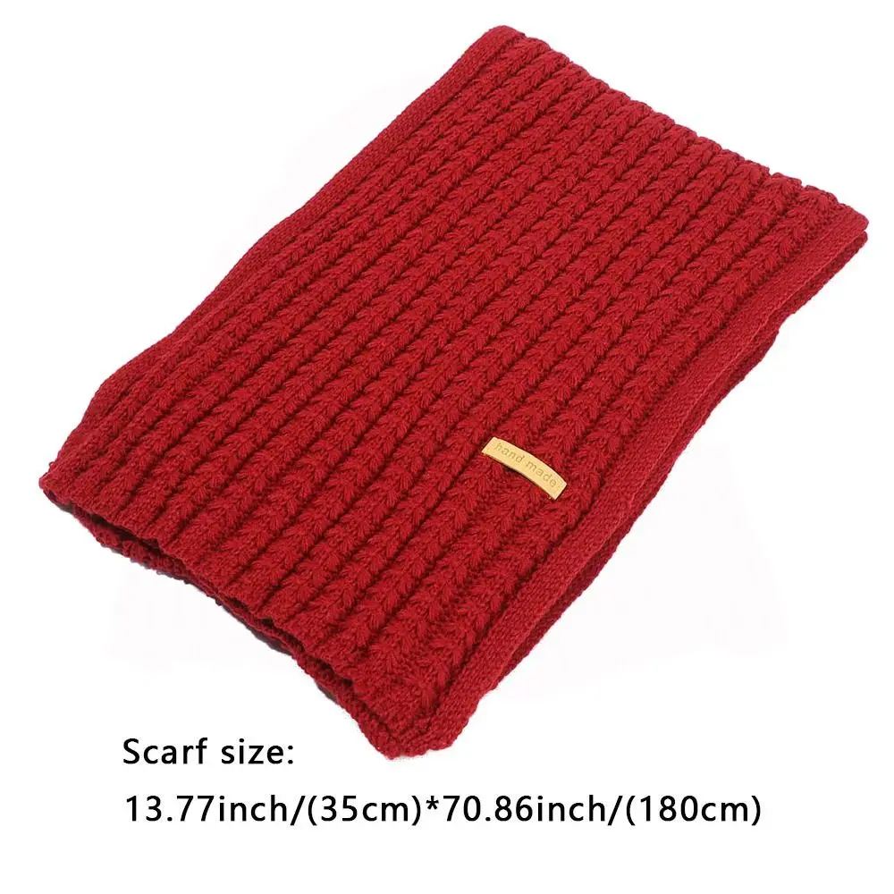 Women Female Winter Warm Knitted Scarf Solid Color Outdoor Thickened Neckerchief Vintage Wraps Long Scarves