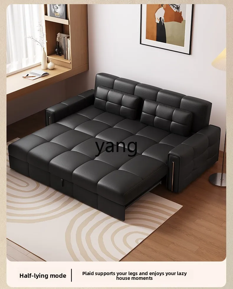 CX antique folding leather sofa bed integrated dual-purpose small apartment living room study multi-function