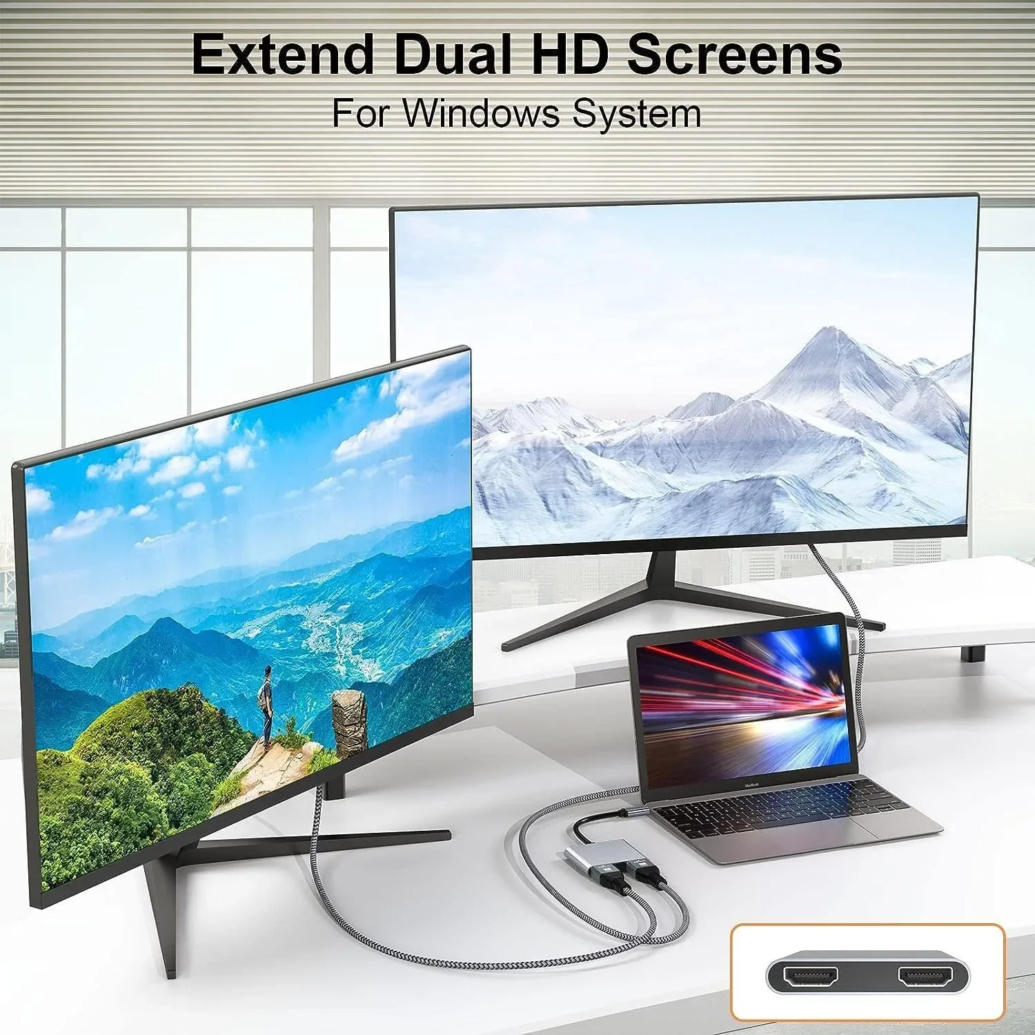 Usb c para duplo 4k hd display adaptador tipo c para hdmi-conversor compatível monitor estendido para hp lenovo thunderbolt3/4 portátil
