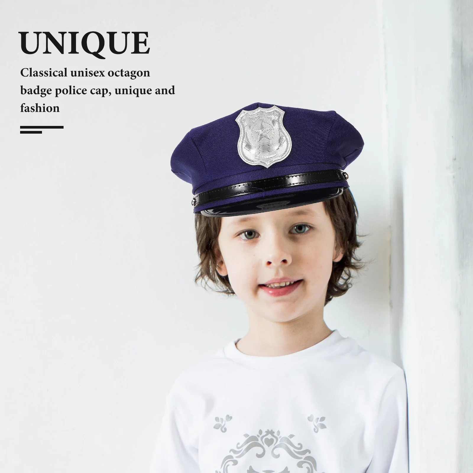 قبعة شرطة عصرية فريدة من نوعها لحفلات أداء المسرح التنكرية وخفيفة الوزن ومسامية للجنسين باللون الأزرق مقاس واحد يناسب