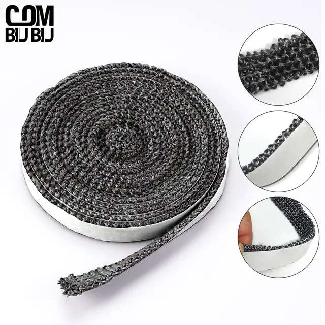 10/15mm szerokość 2m długość czarne płaskie piece liny samoprzylepne włókna szklanego kominek drzwi uszczelnienie przewód wymiana uszczelka taśma