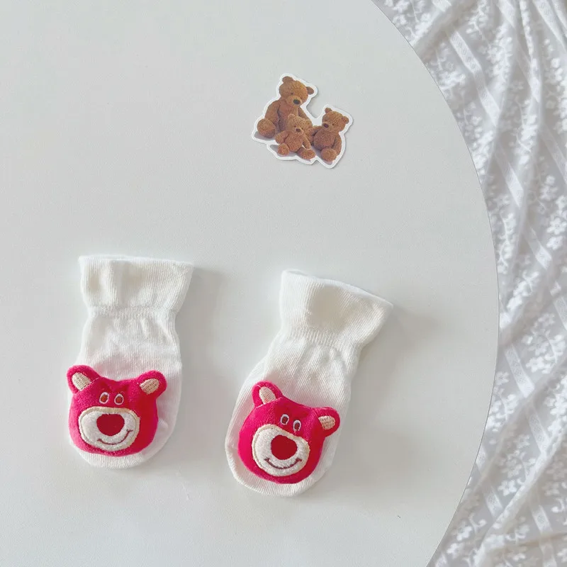 Disney Cartoon Short Socks for Infant Cute Mickey Lotso Hello Kitty Anti-slip Floor Sock Baby Girl Boy Socks