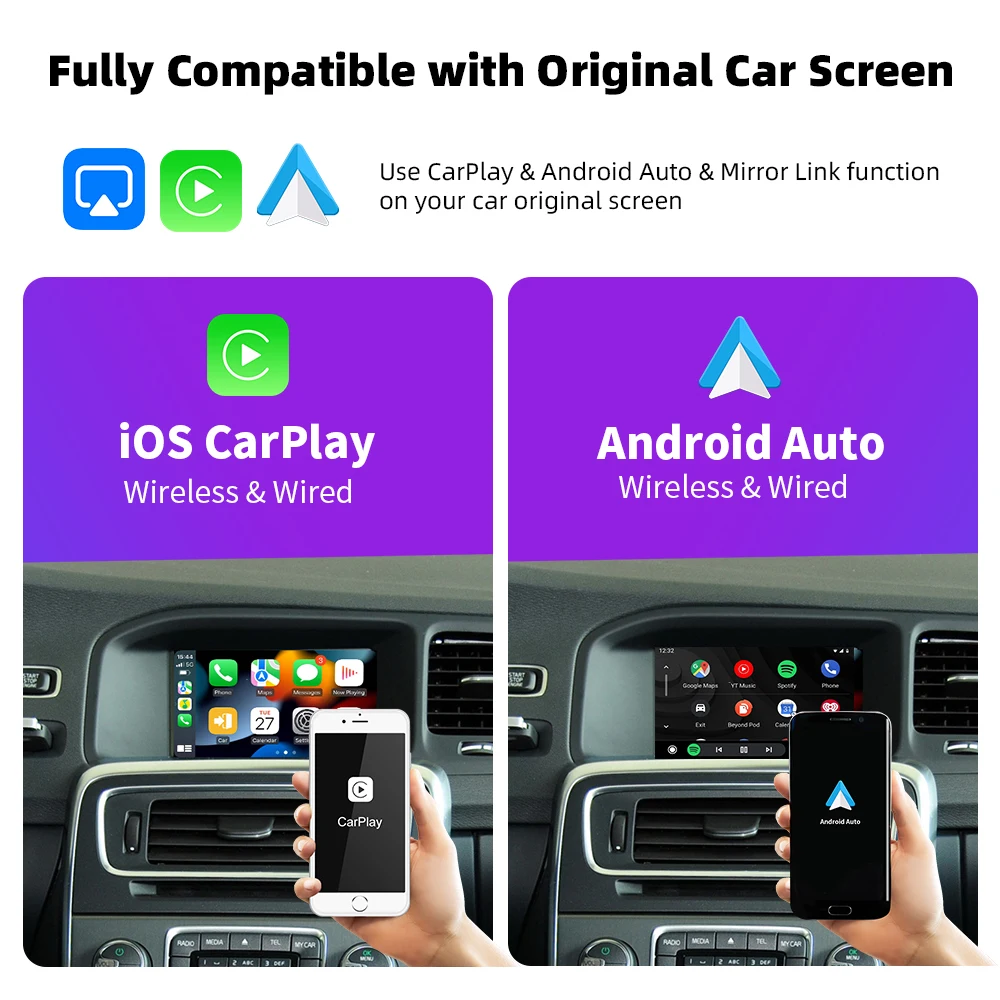 EKIY Wireless CarPlay Module for Volvo S60L 2009 - 2017 XC60 V40 V60 S80 Android Auto Box Mirror Link AirPlay Car Play Function