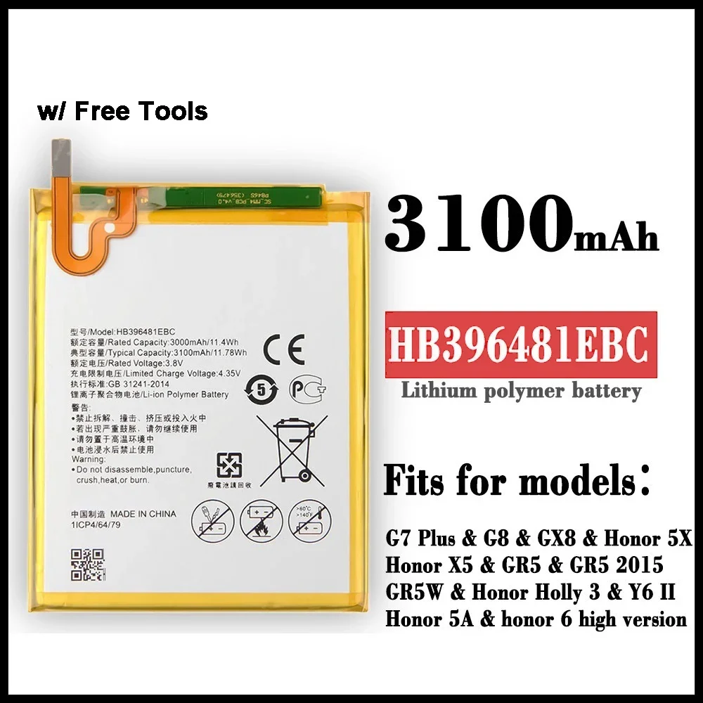 New High quality HB396481EBC 3100mAh Battery For Huawei Honor 5A Holly 3 Y6II CAM-L03 L23 L21 CAM-UL00 AL00 CAM-L32 + Tools