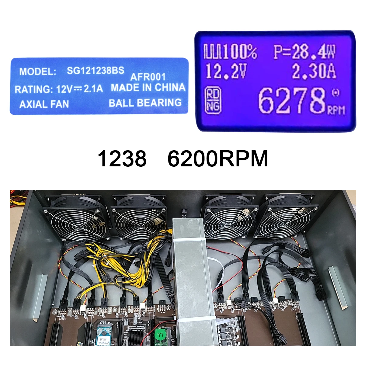 Senlifeang 6 قطعة SG121238BS تيار مستمر 12 فولت 2.1A S7 S9 T9 L3 BTC ETH التعدين مزدوجة الكرة تحمل/مروحة التبريد 120*120*38 مللي متر