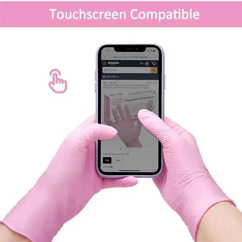 Pink Nitrile Gloves Disposable 20/50Count Powder Latex Free Household Cleaning Gloves Cooking Industrial Mechanic Tattoo Gloves