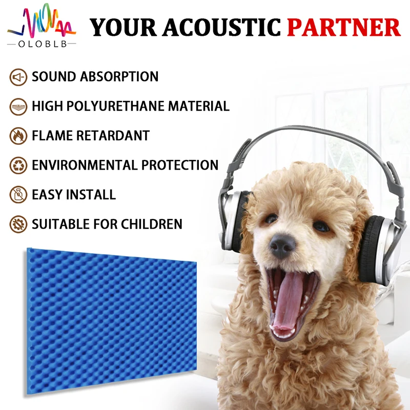 Acoustic Sound Absorbing Panel 12Pcs Studio Soundproof Self-Adhesive Sponge Home Wall Decoration Pad KTV Room Noise Insulation