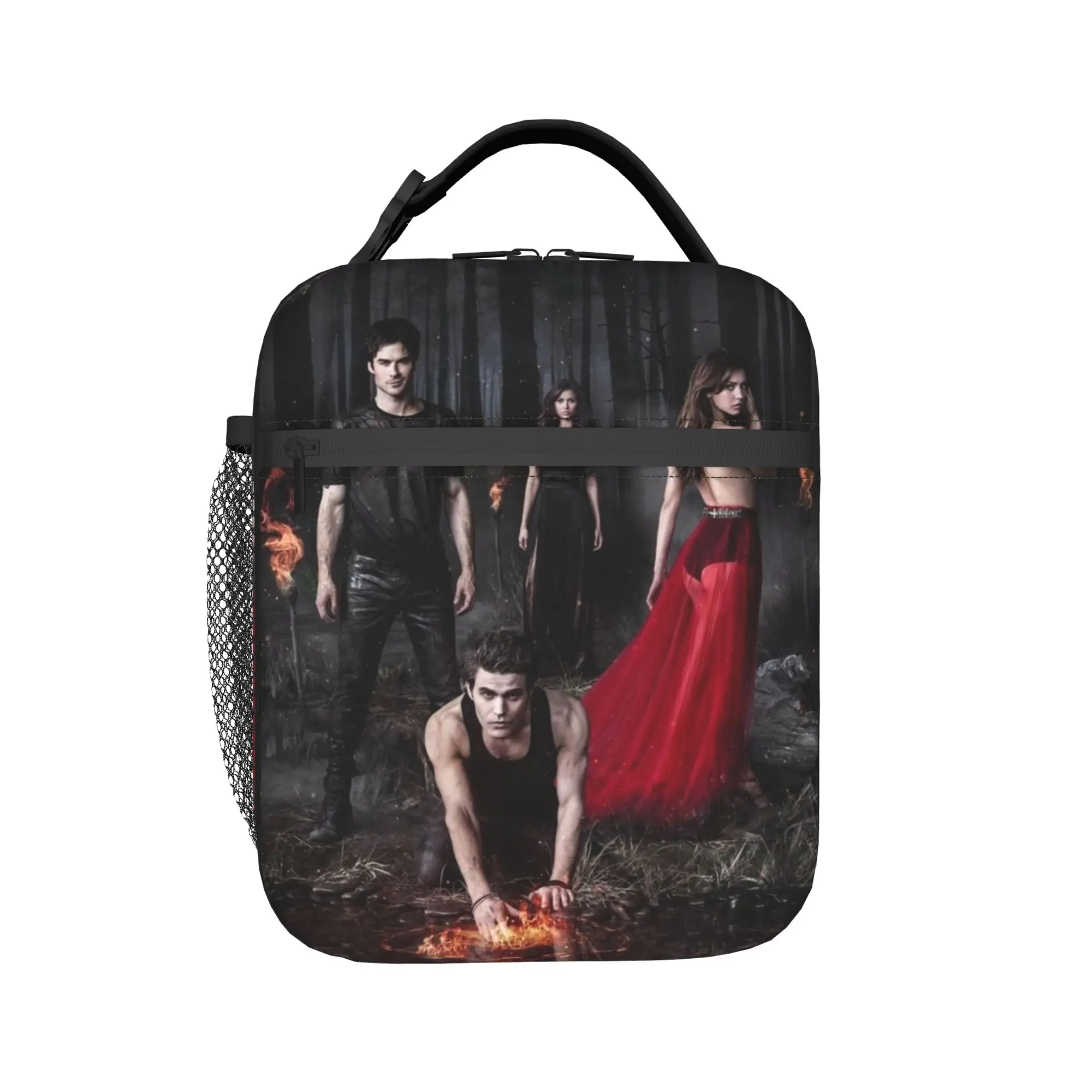 The Vampire Diaries Resuable Movie Lunch Bag Outdoor Picnic Portable Tote Food Bags For Men  Oxford Print Cooler Bag