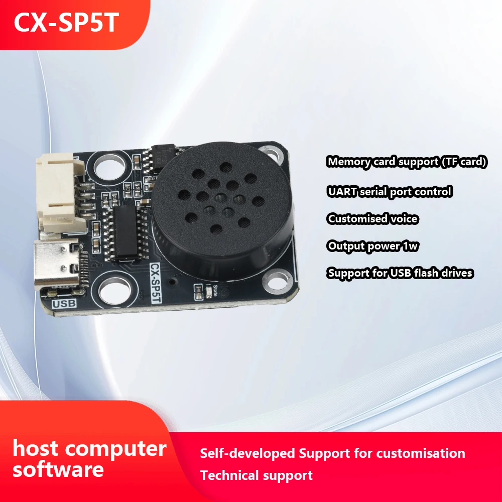 Voice Playback Module Board MP3 Music Player 1W MP3 Playback Serial Control SD/TF Card for SP5T Type C Interface Wholesale