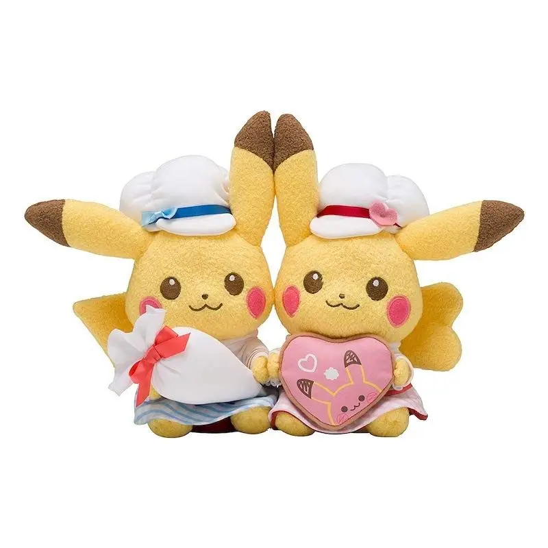 Pokemon Official Genuine Japanese Pikachu Sweet Valentine's Day Couple Plush Stuffed Dolls Anime Lover Peripheral Gift
