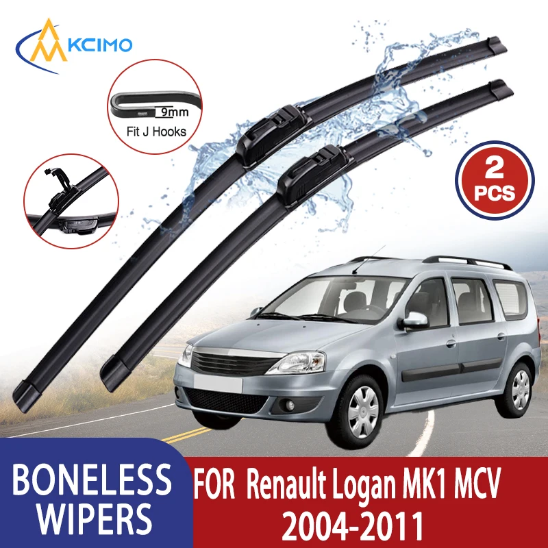 

Kcimo For Renault Logan MK1 MCV 2004-2011 Car Wiper U-type Soft Rubber Boneless Wiper HD Quiet Durable Automotive Wiper 20"+20"