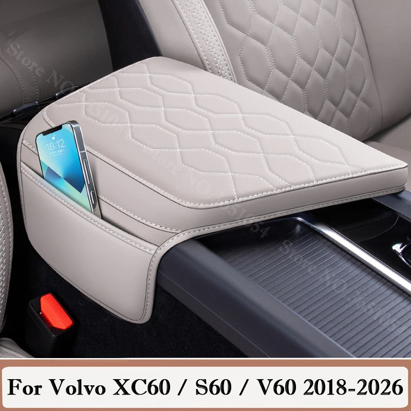 

For Volvo XC60 S60 V60 2018-2026 Armrest Box Cover Cushion Anti-scratch Pad Heighten Mats Center Console Protector Accessories
