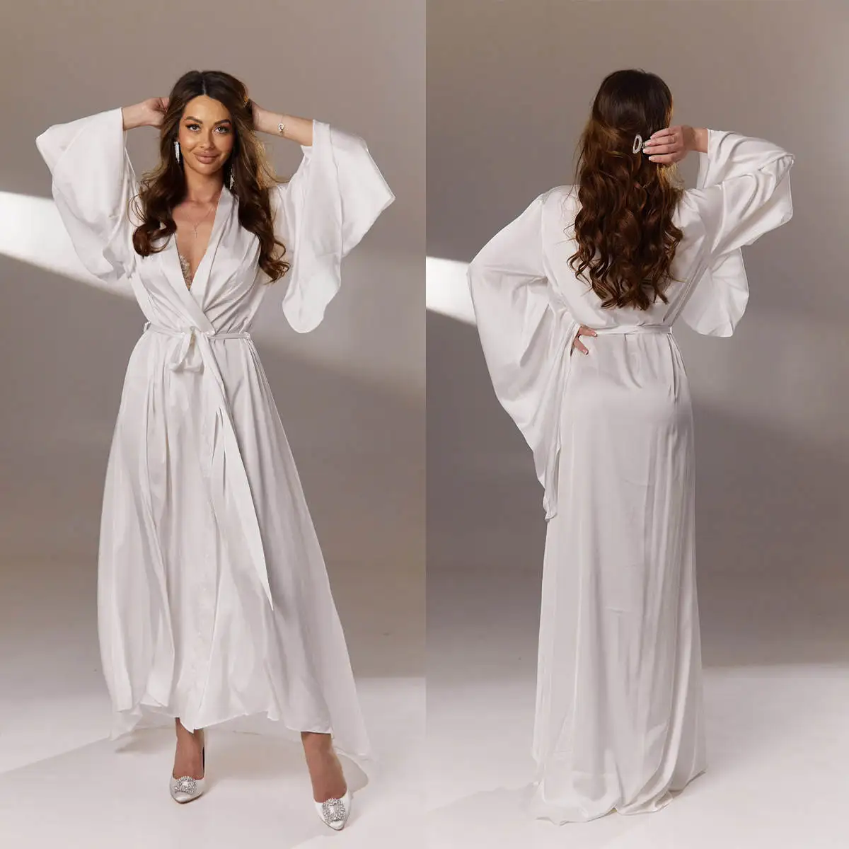 

Elegant Pajamas Dresses Women Robe Nightgown Bathrobe Maternity Dressing Gown for Photography Custom Made