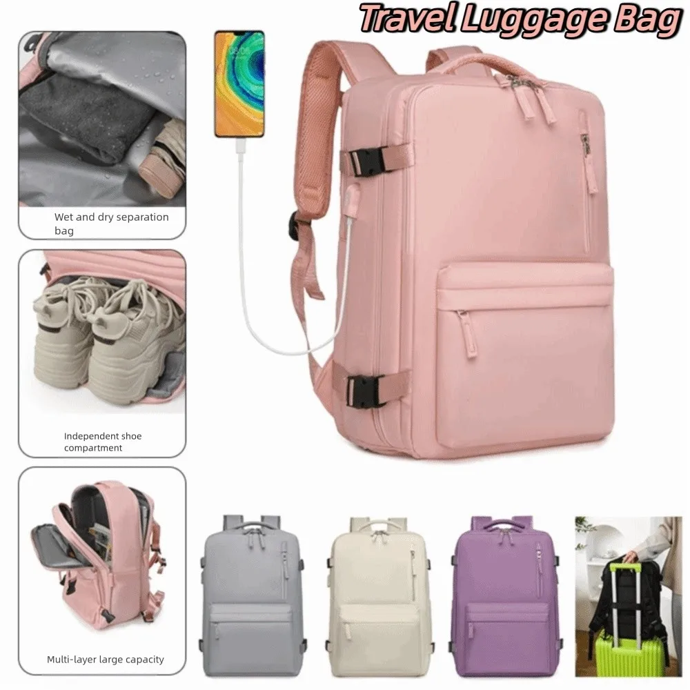 

Oxford Travel Luggage Bag Foldable Sturdy Nylon Duffle Bag Multi Layered with Shoe Compartment Travel Backpack Business