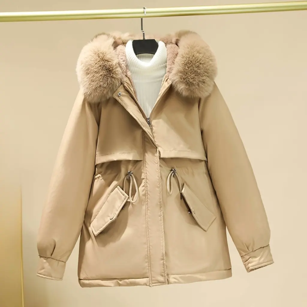 Damesjack met katoenen vulling, met fleece gevoerd, verdikt, Koreaanse stijl, losvallende winterjas, snoekkleding