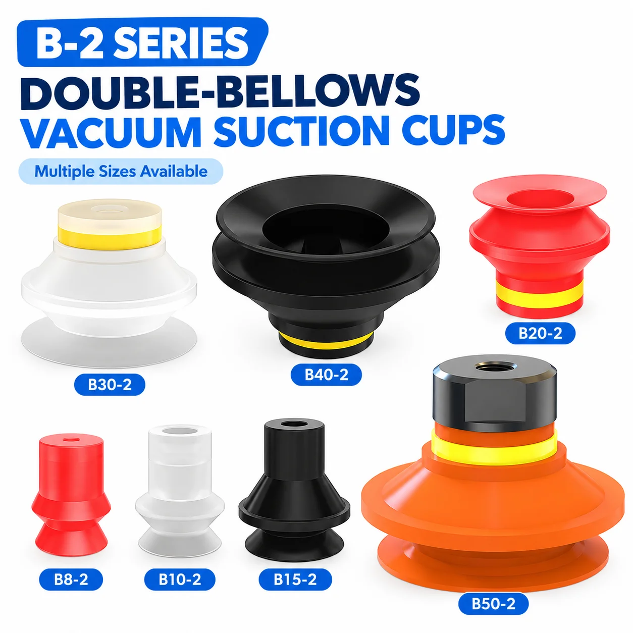 PIAB Replacement Bellows Vacuum Suction Cups B5 B10 B15 B20 B30 B40 B50 Silicone Rubber Gripper Pads for EOAT Robot Arm