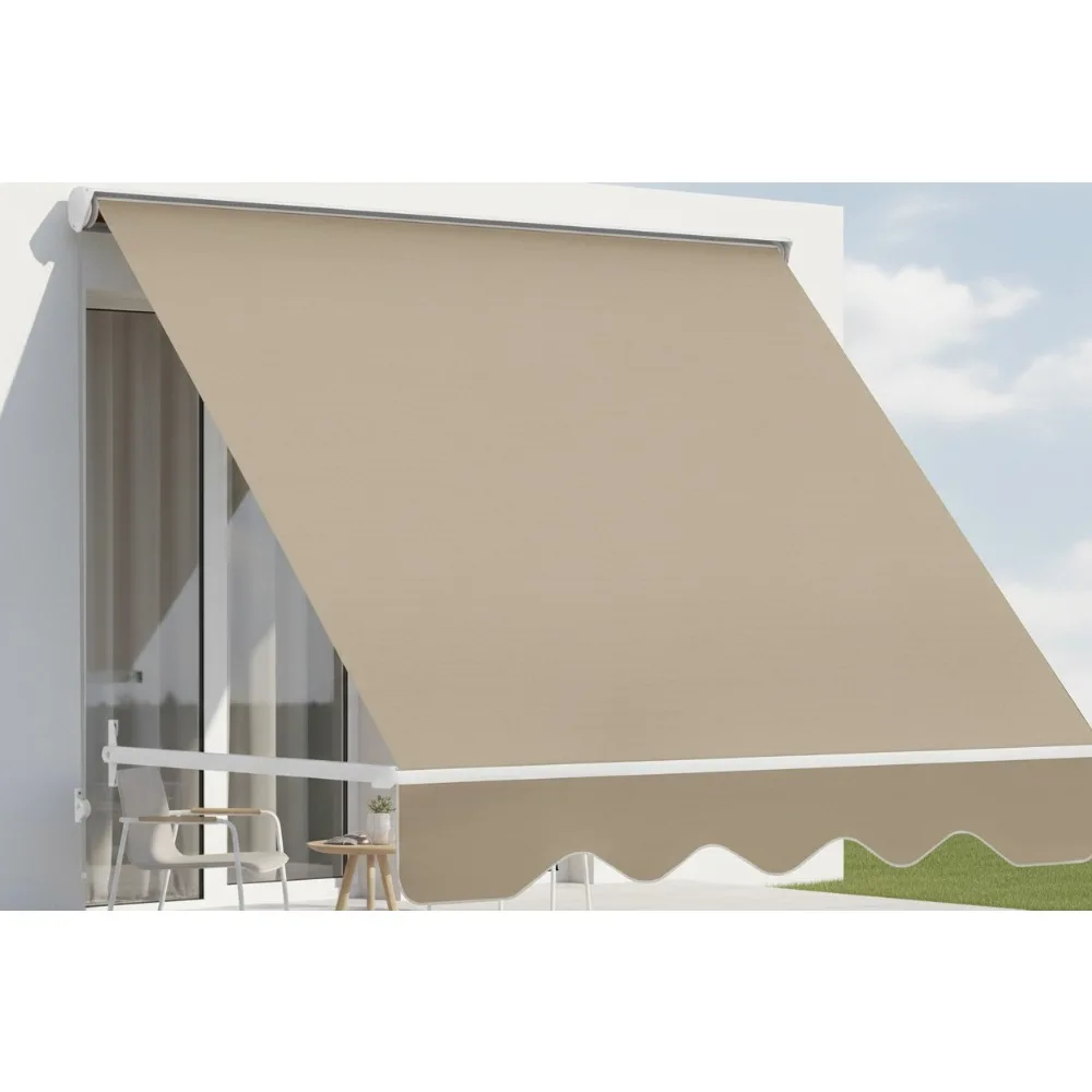 

6' Manual Retractable Window Awning Sun Shade Shelter for Patio Balcony Outdoor, Aluminum Frame, Cream White