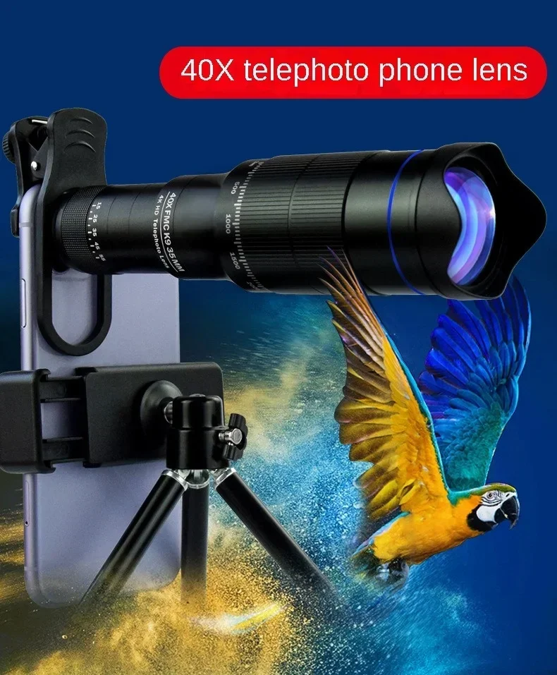 40 X Adjustable Zoom High Magnification HD Phone Telephoto Camera Lens Telescope Outdoor Camping Mountain Hiking Telescope